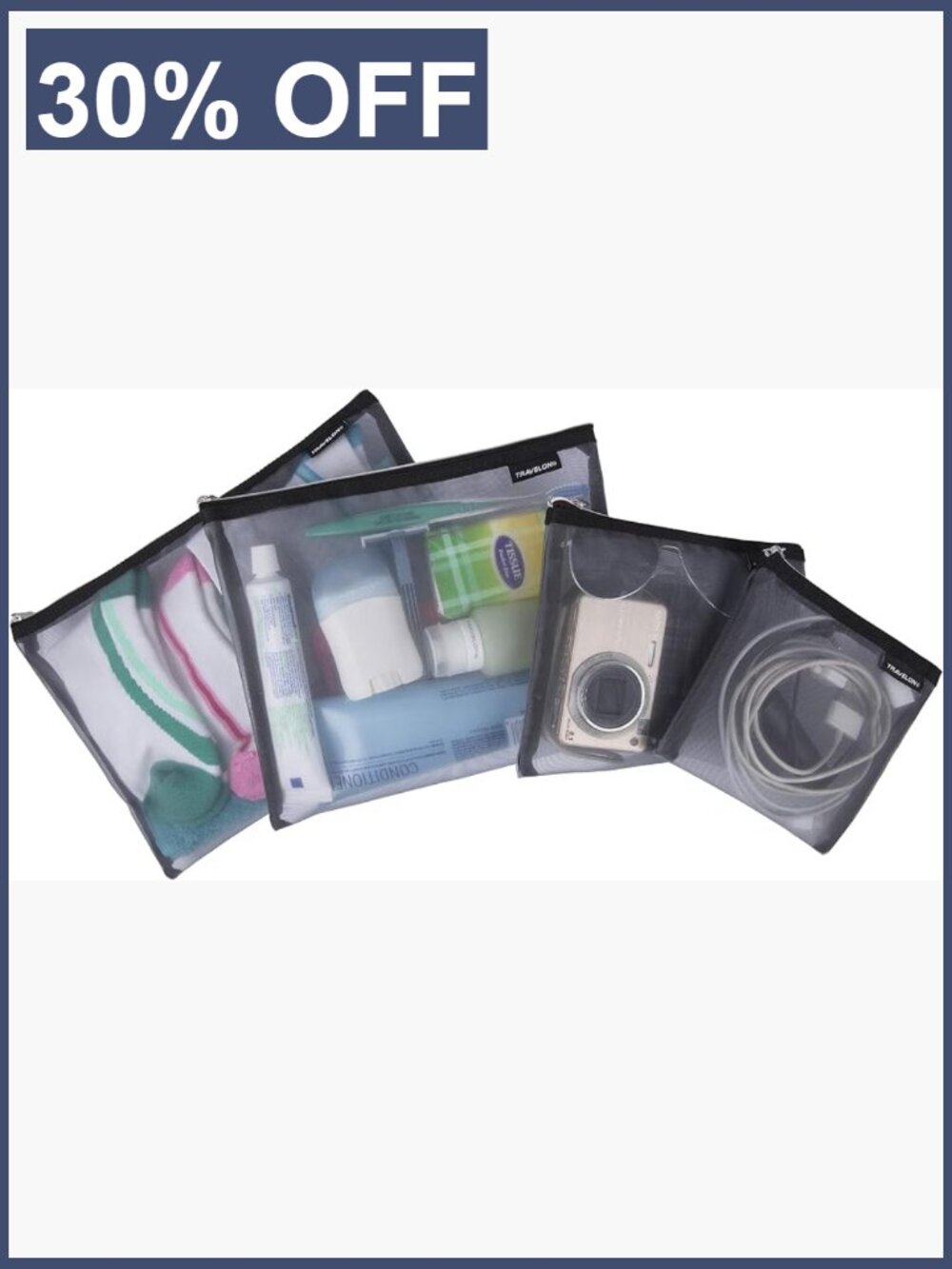 Set Of 4 Mesh Packing Pouches, Travel Organizer Cubes